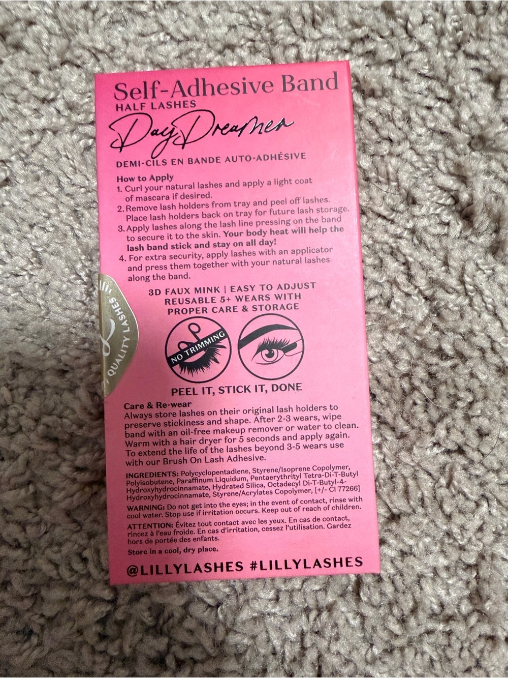 Lilly Lashes Self-Adhesive Band Half Lashes in Pink-Orange Ombré Packaging - Picture 2 of 3